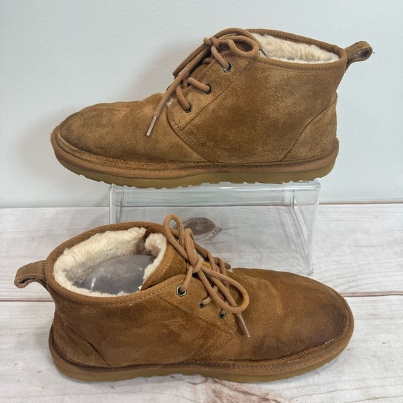 UGG Men’s Neumel Brown Suede Upcycled Shearling Wool Lined Chukka Boot Size 10 - Picture 9 of 13